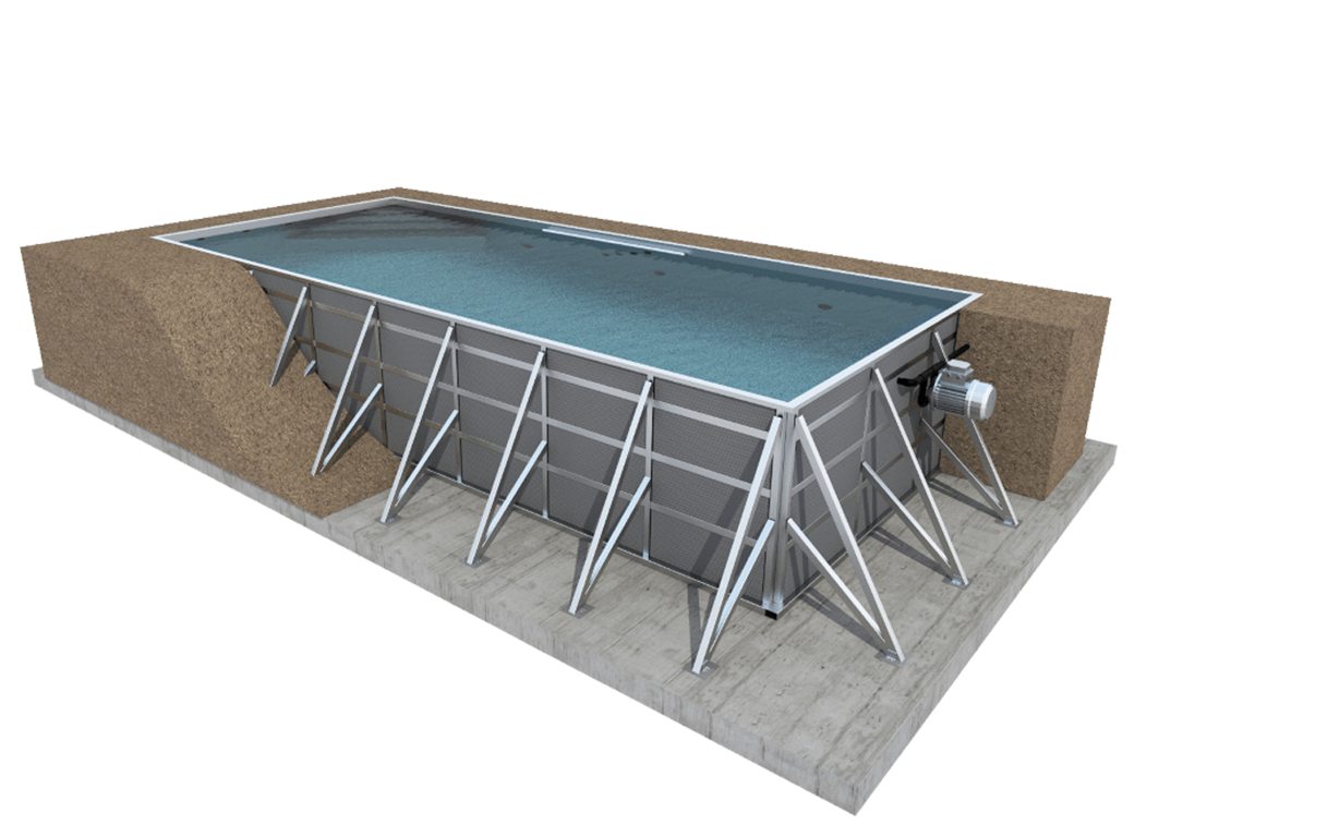 Vizualizace skimmerového bazénu IMAGINOX s podpěrou
