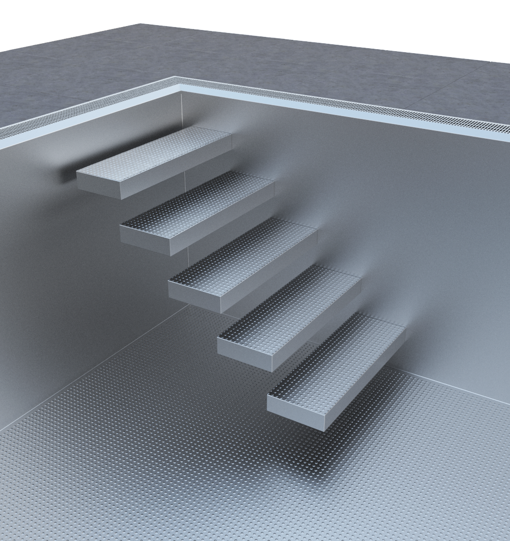 Bracketed Stairs for Stainless-steel Pool