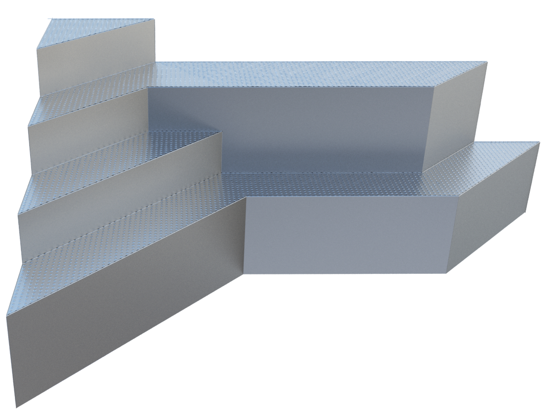 Corner Stairs with Bench and Steps for Stainless-Steel Pool