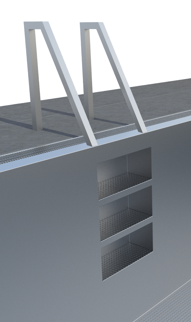 Flush-type Stairs for Stainless-Steel Pool